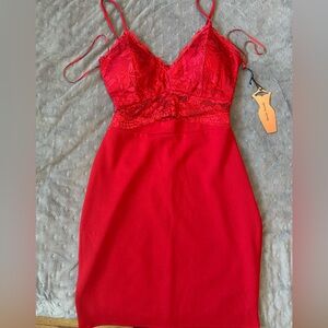 Red, Lace Top, Haute Monde Dress